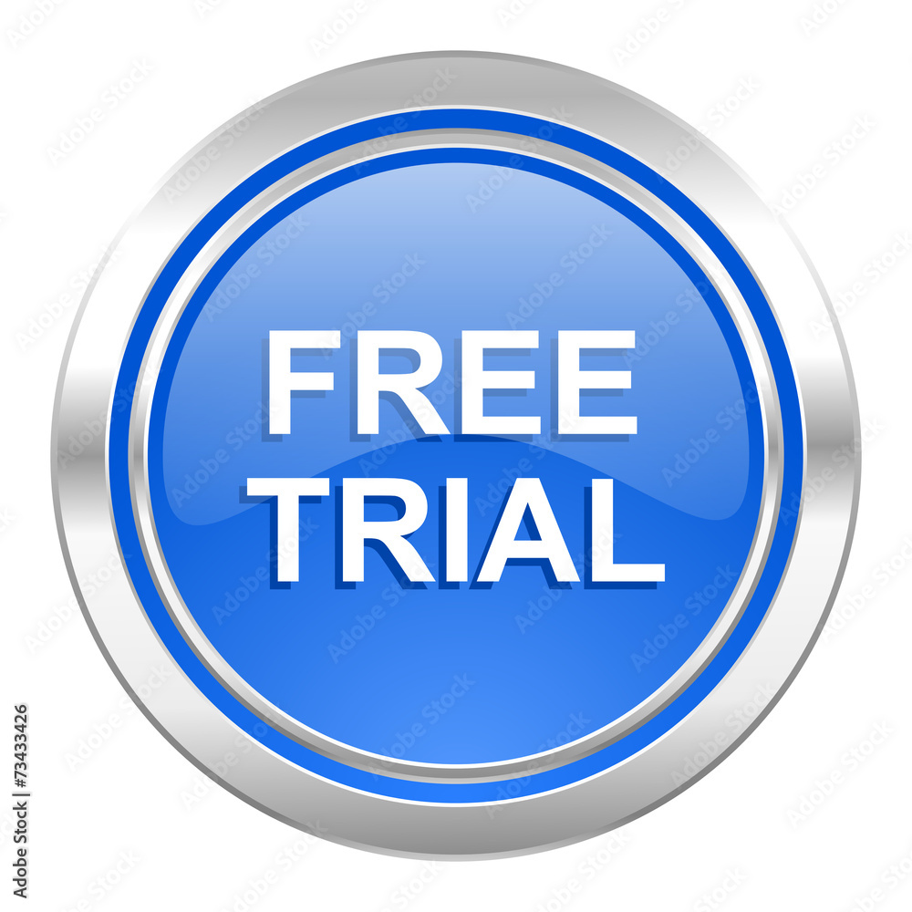 free trial icon, blue button free trial icon, blue button