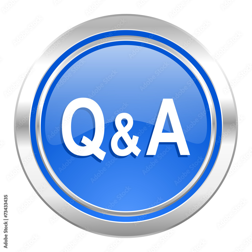 question answer icon, blue button question answer icon, blue button