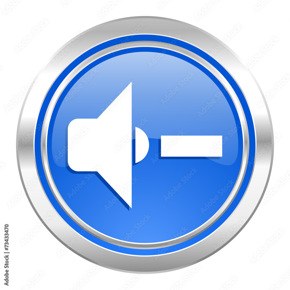 speaker volume icon, blue button, music sign speaker volume icon, blue button, music sign