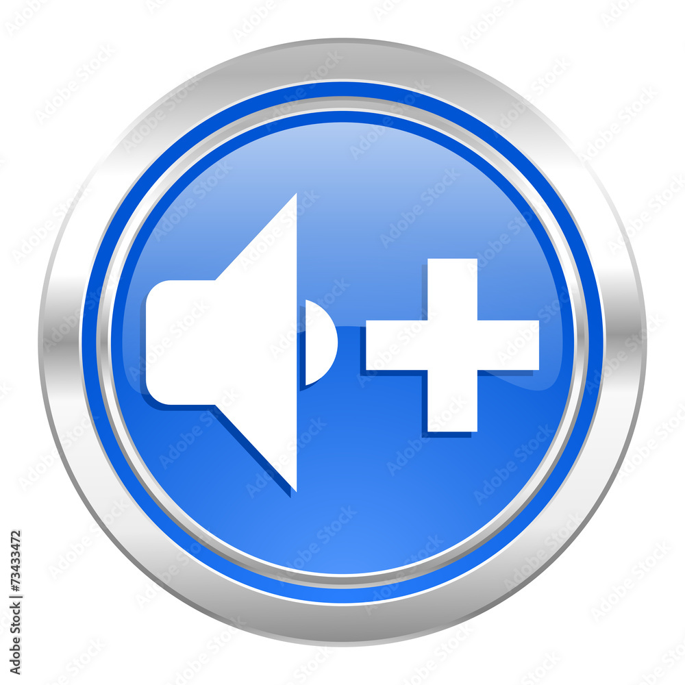 speaker volume icon, blue button, music sign speaker volume icon, blue button, music sign