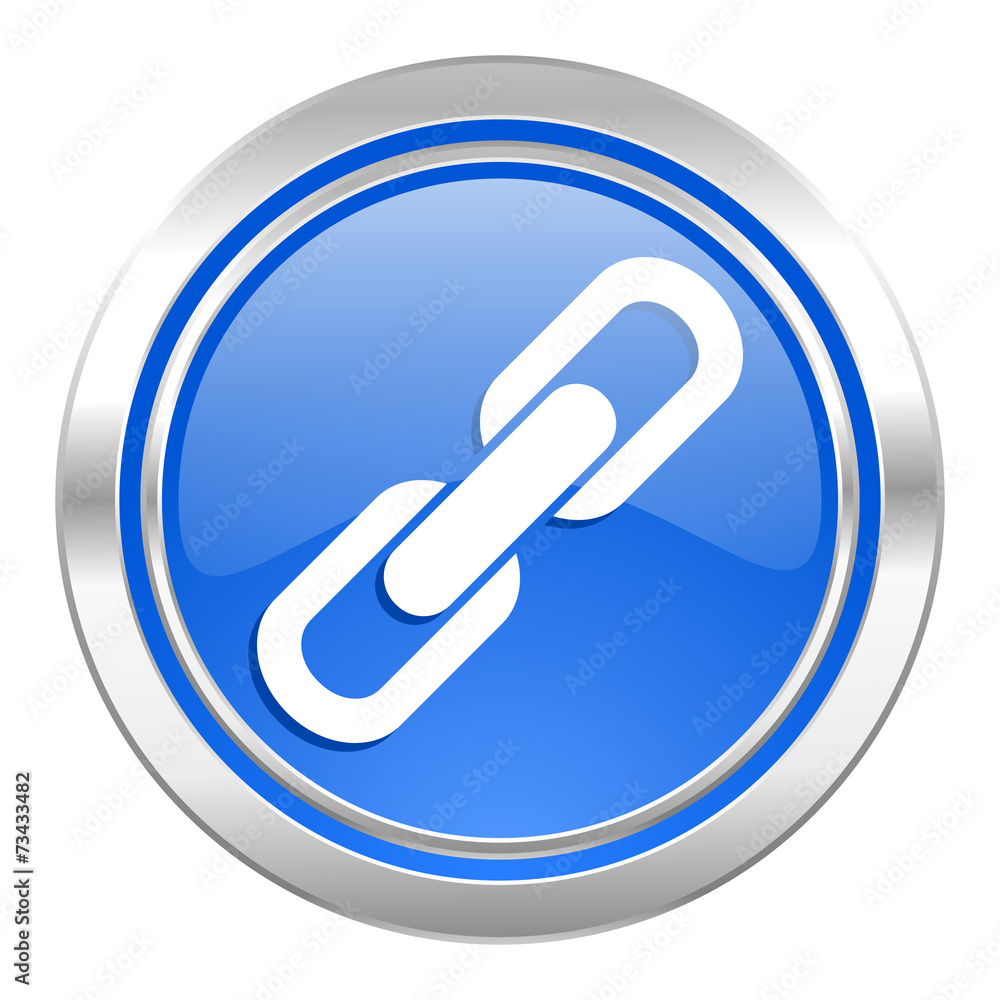 link icon, blue button, chain sign link icon, blue button, chain sign