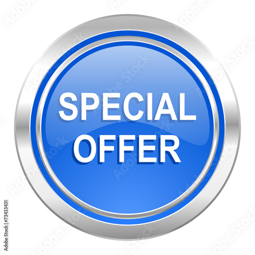 special offer icon, blue button