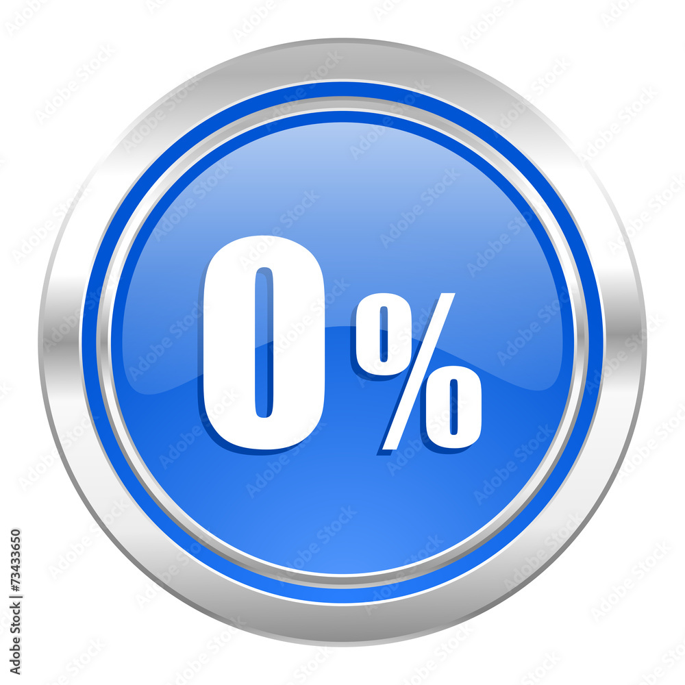 0 percent icon, blue button, sale sign 0 percent icon, blue button, sale sign