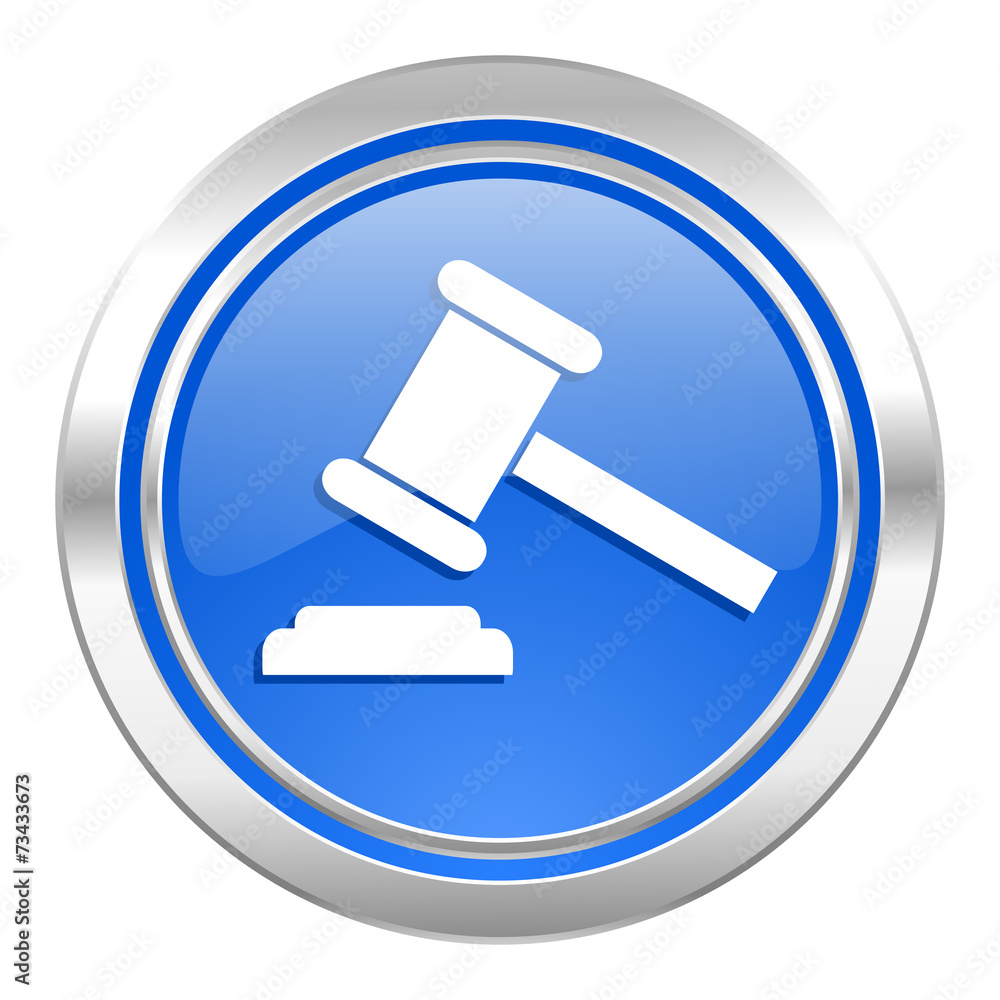 auction icon, blue button, court sign, verdict symbol auction icon, blue button, court sign, verdict symbol
