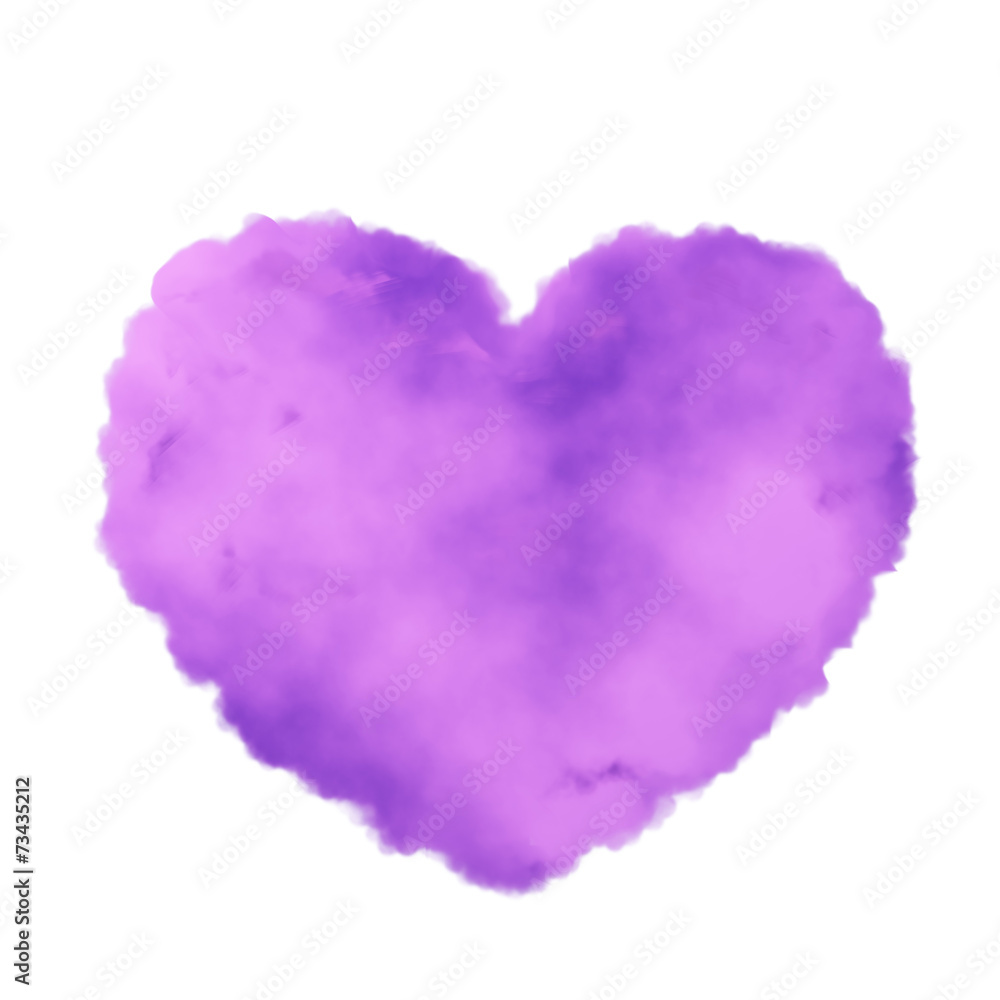 Purple cloud in heart shape on white background