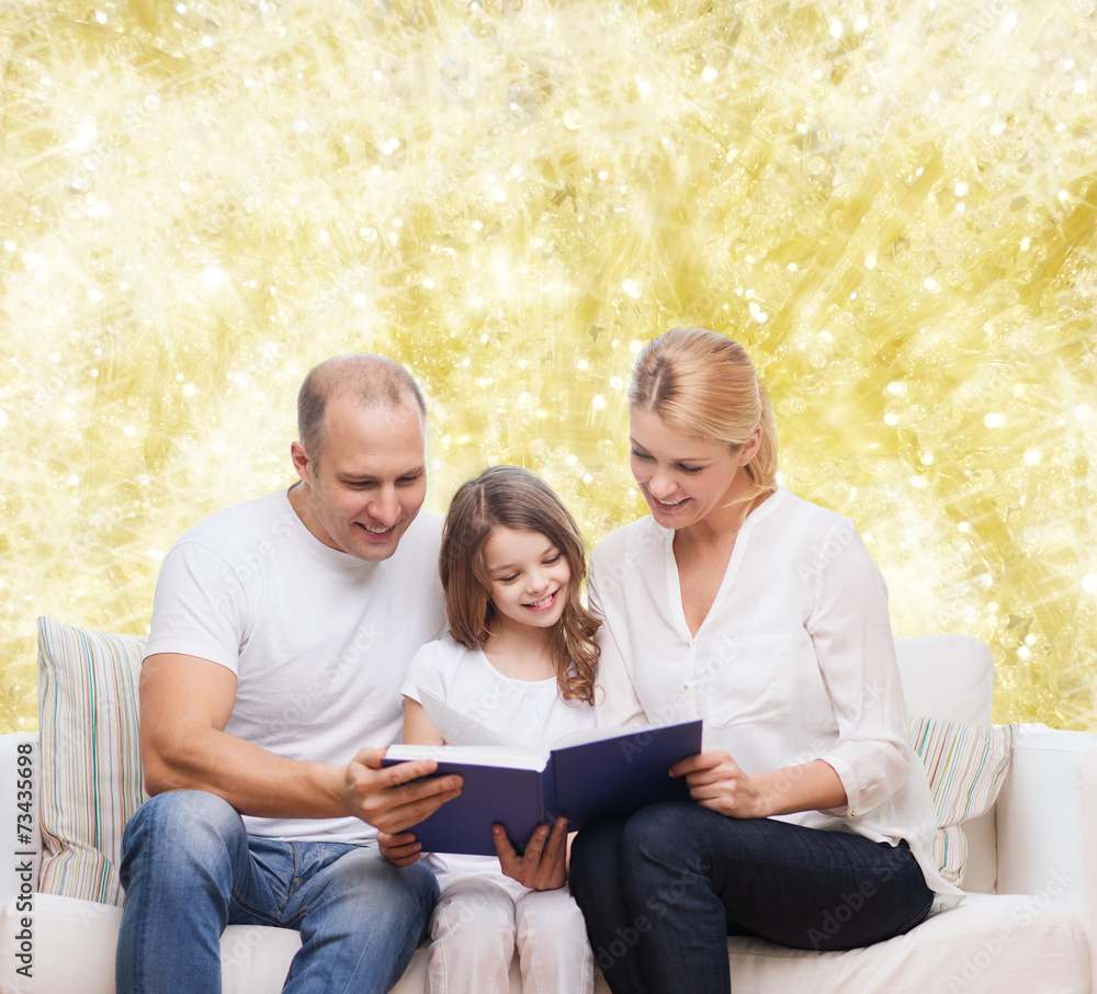 happy family with book at home happy family with book at home