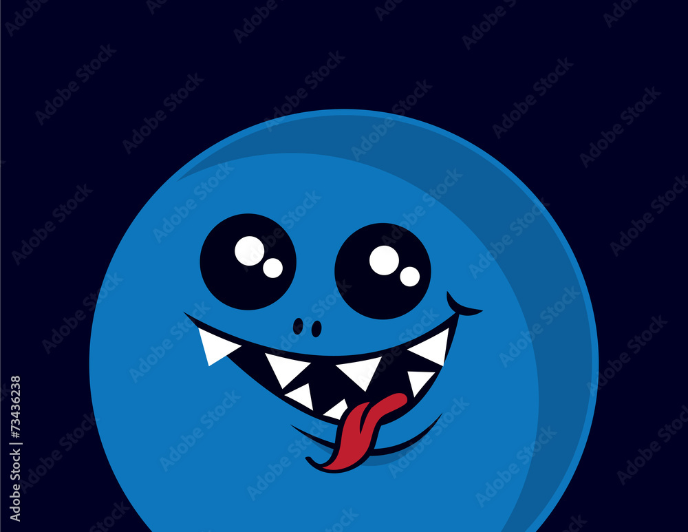 Large round monster with sharp teeth Large round monster with sharp teeth