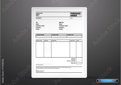 Purchase order template vector photo