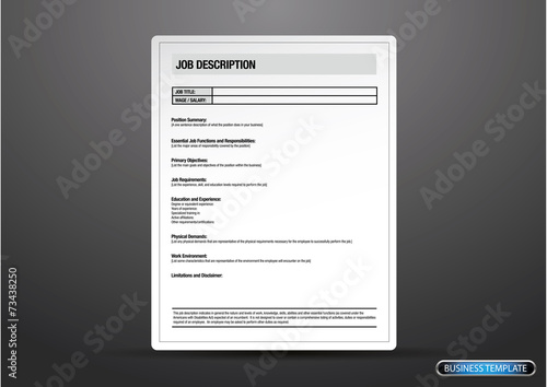Job description template vector