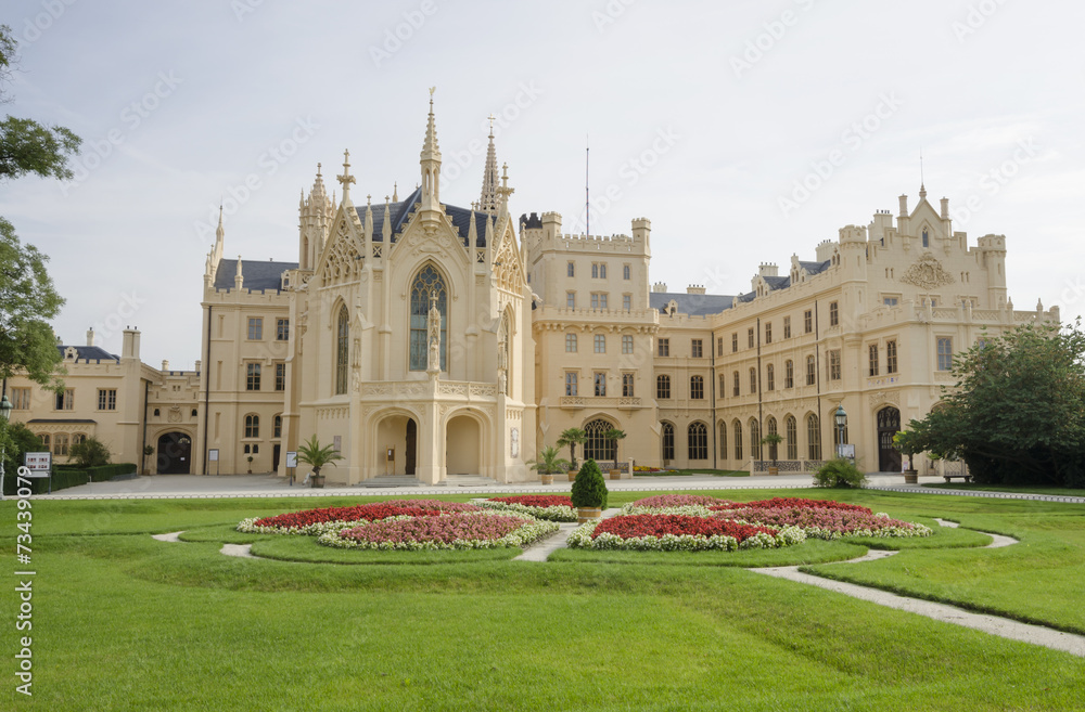 Lednice chateau with french style garden Lednice chateau with french style garden
