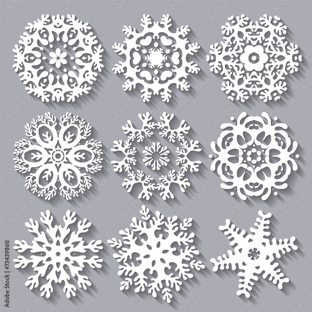 Snowflakes flat icon set collection Snowflakes flat icon set collection