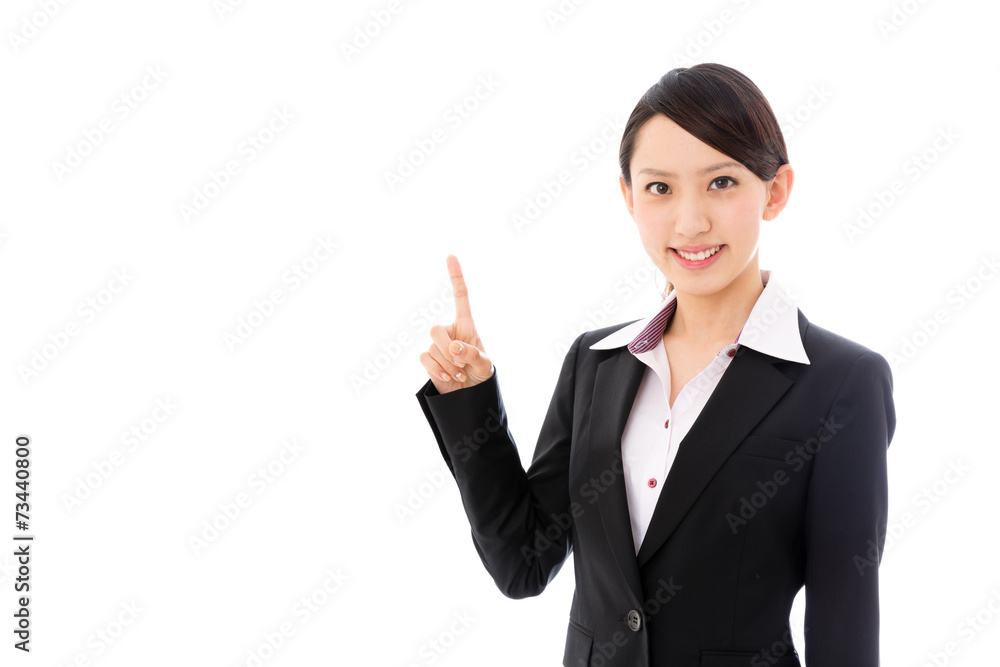 asian businesswoman showing on white background asian businesswoman showing on white background