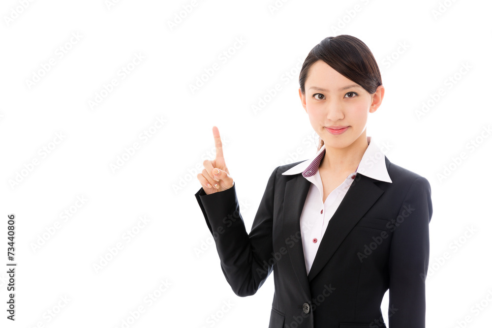 asian businesswoman showing on white background asian businesswoman showing on white background