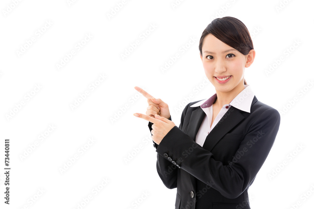 asian businesswoman showing on white background asian businesswoman showing on white background