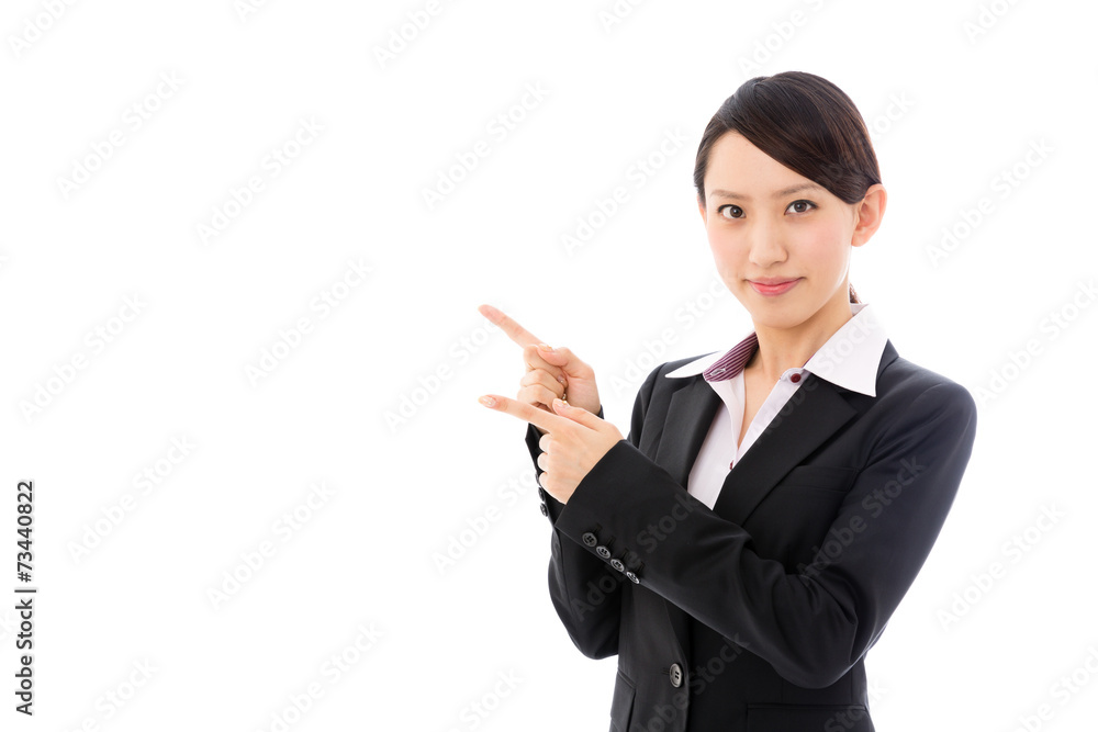 asian businesswoman showing on white background asian businesswoman showing on white background