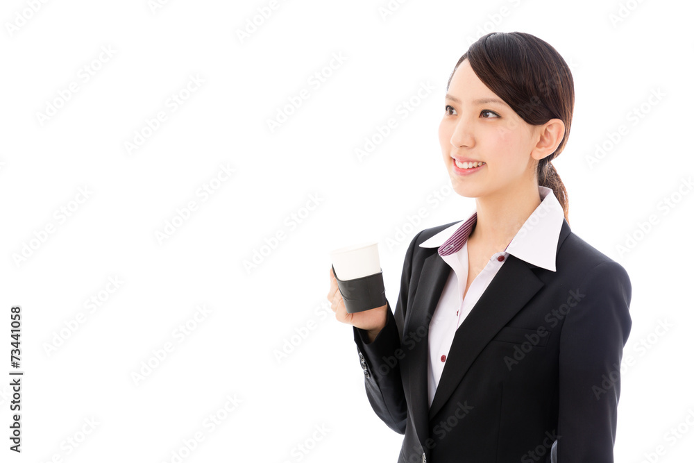 asian businesswoman relaxing on white background asian businesswoman relaxing on white background
