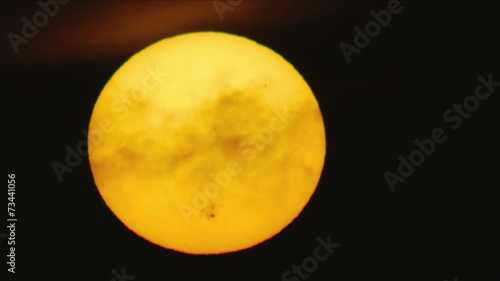The sun close up telescope view, sunspots are seen!
