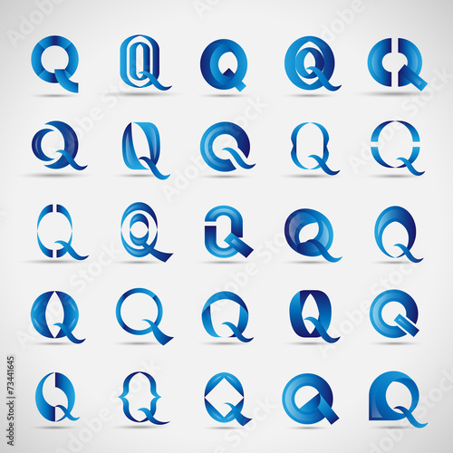 Letter Icons Set - Isolated On Gray Background