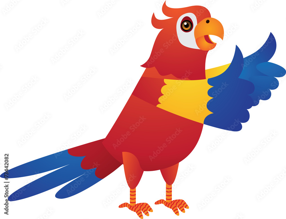 Red Blue Yellow Parrot Vector Cartoon Illustration Stock Vector | Adobe