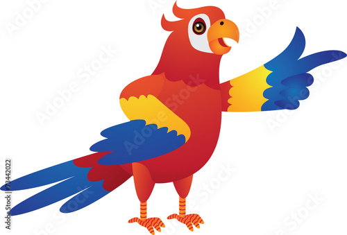 Red Blue Parrot Vector Cartoon Illustration