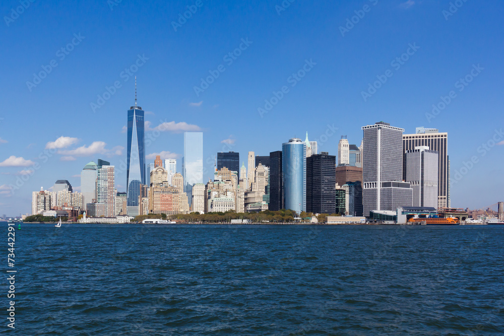 Naklejka premium dzielnica finansowa nyc skyline