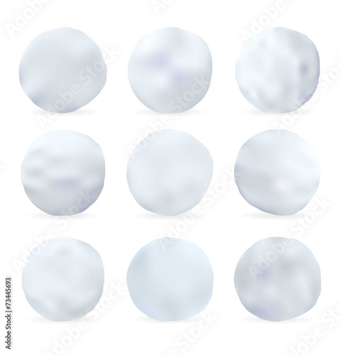 Set of snowballs isolated on white background