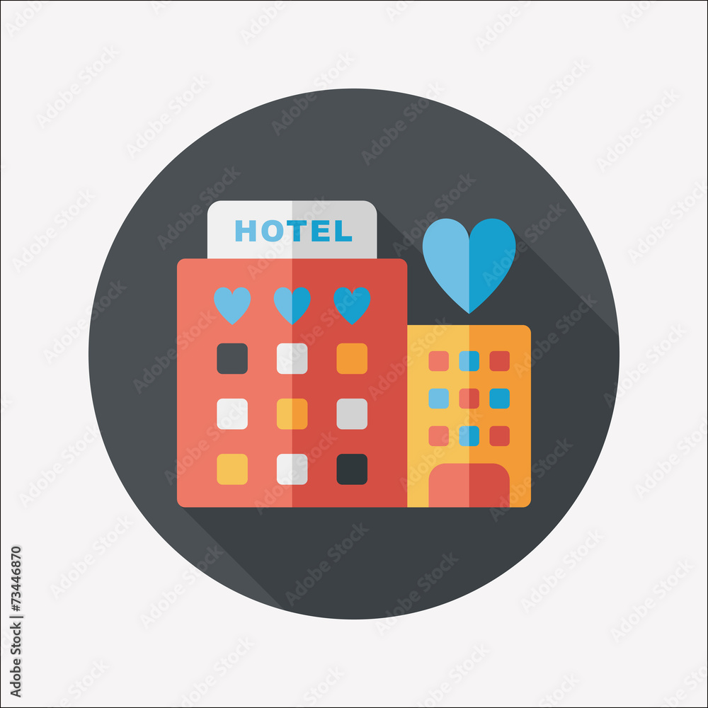 Valentine's day hotel flat icon with long shadow,eps10 Valentine's day hotel flat icon with long shadow,eps10
