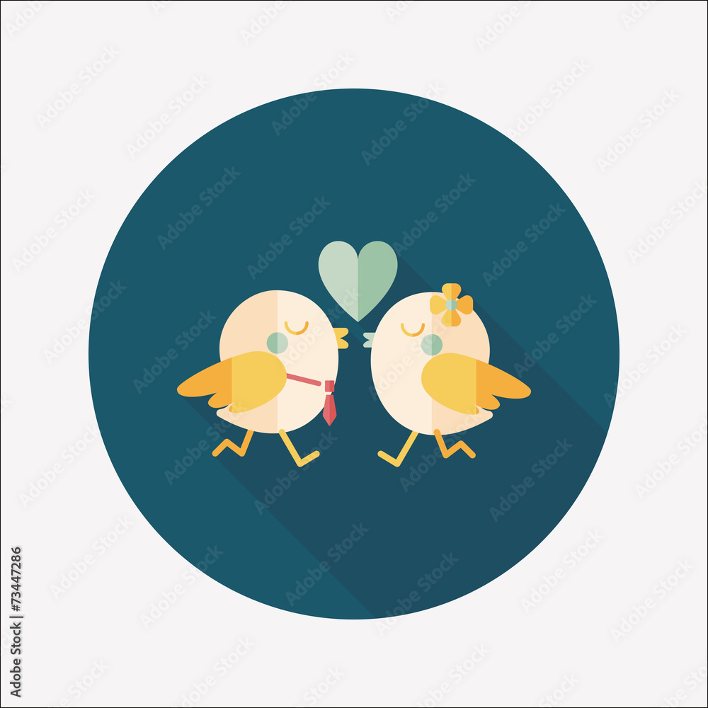 Fototapeta premium Valentine's Day lover bird flat icon with long shadow,eps10