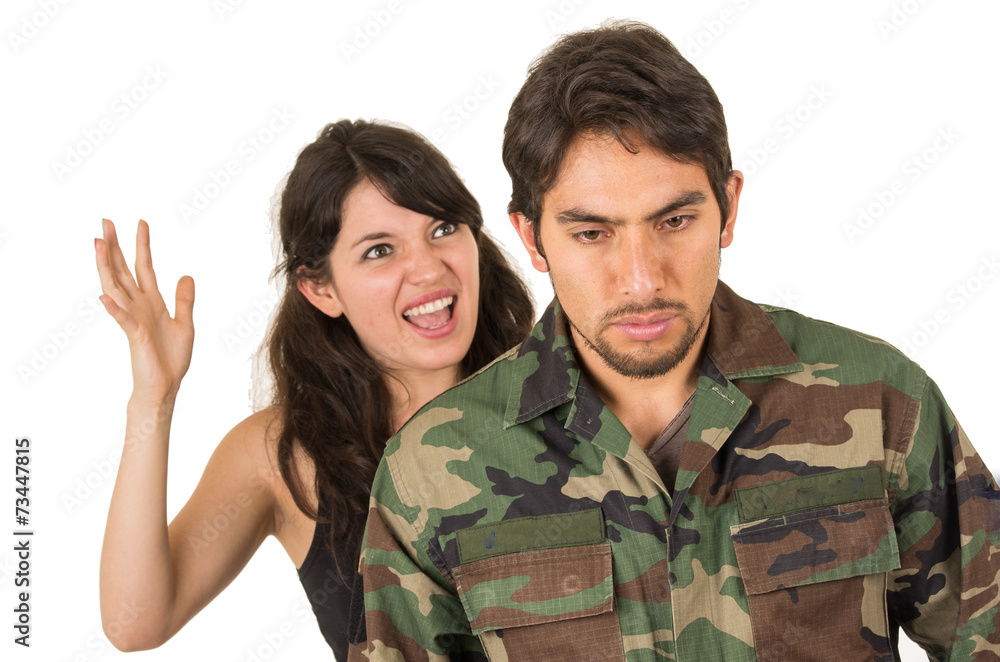 distraught military soldier veteran ptsd fighting with wife