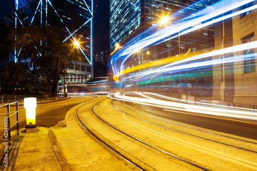blur motion traffic trail in modern city