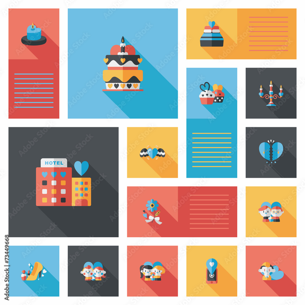 Valentine’s Day ui flat design background set, eps10 Valentine’s Day ui flat design background set, eps10