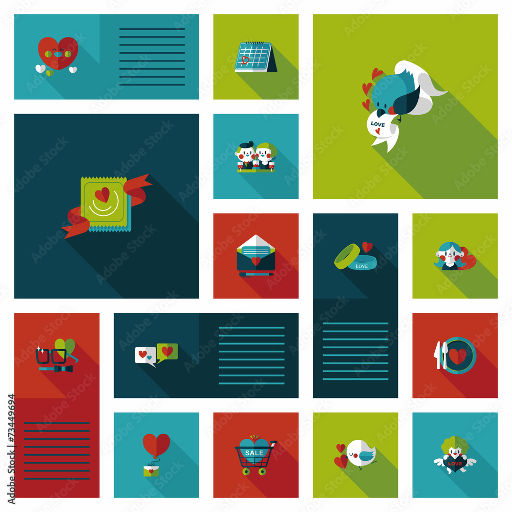 Valentine’s Day ui flat design background set, eps10 Valentine’s Day ui flat design background set, eps10