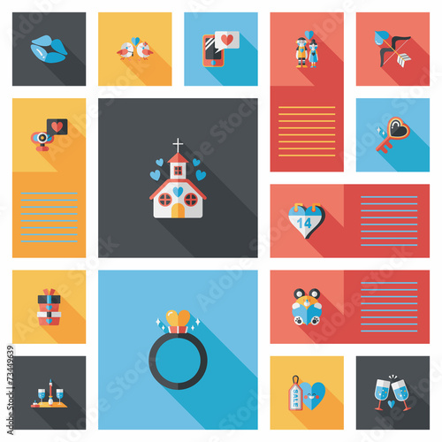 Valentine’s Day ui flat design background set, eps10
