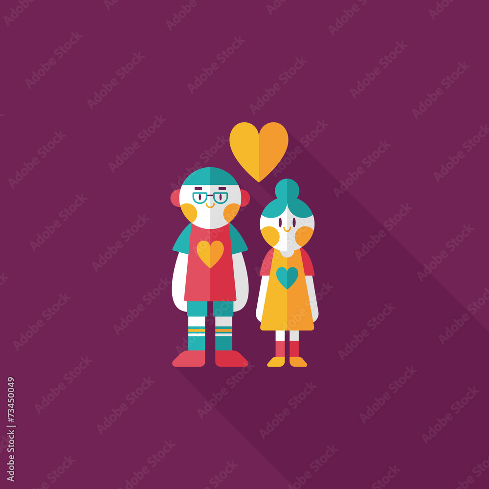 Valentine's day couple flat icon with long shadow,eps10 Valentine's day couple flat icon with long shadow,eps10