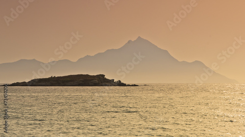 Sunrise at the beach near holy mountain Athos  Chalkidiki