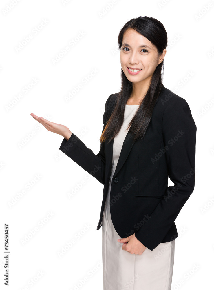 Businesswoman hand show with blank sign Businesswoman hand show with blank sign