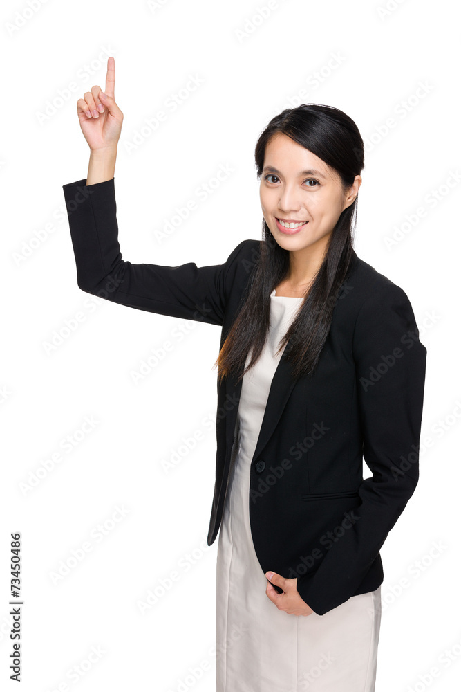 Businesswoman with finger show up Businesswoman with finger show up