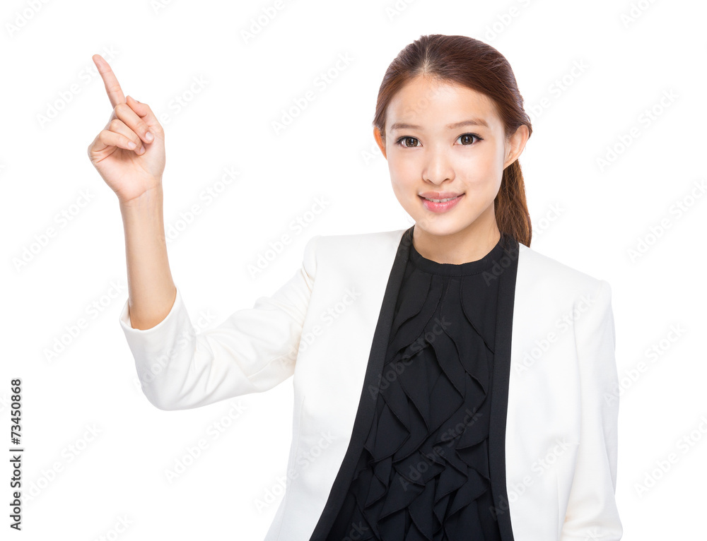 Businesswoman with finger point up Businesswoman with finger point up