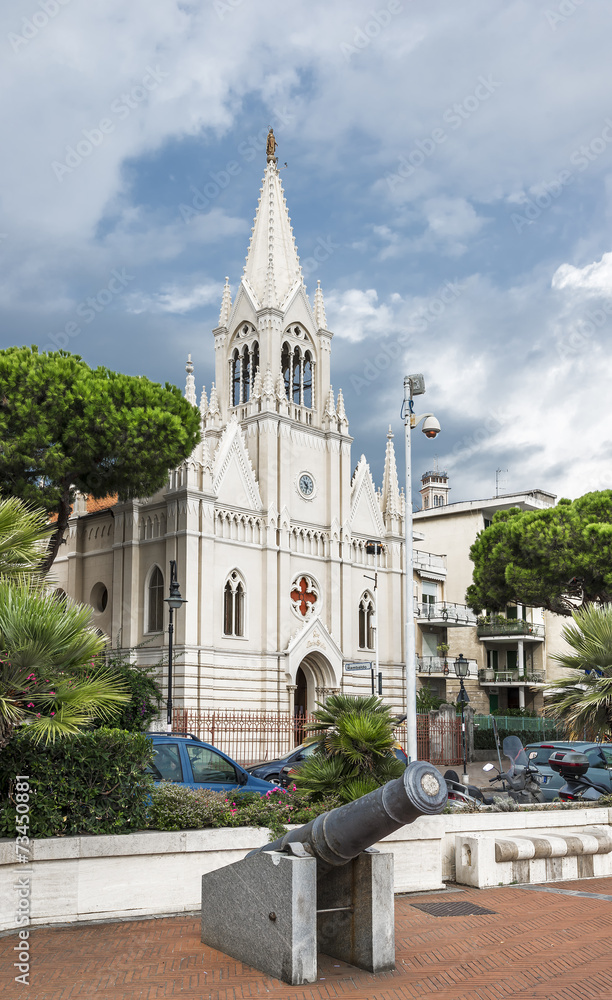 Fototapeta premium Kirche und Kanone