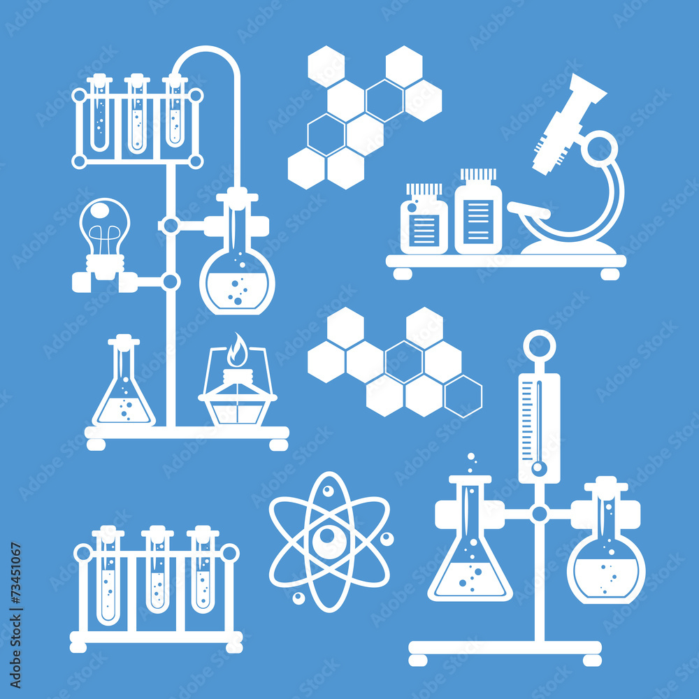 Chemistry decorative icons set Chemistry decorative icons set