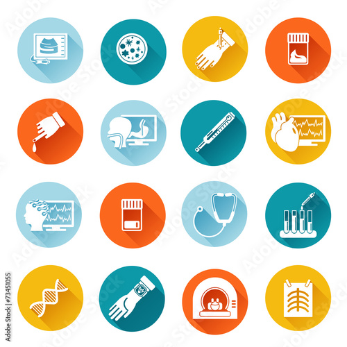 Medical tests icons flat