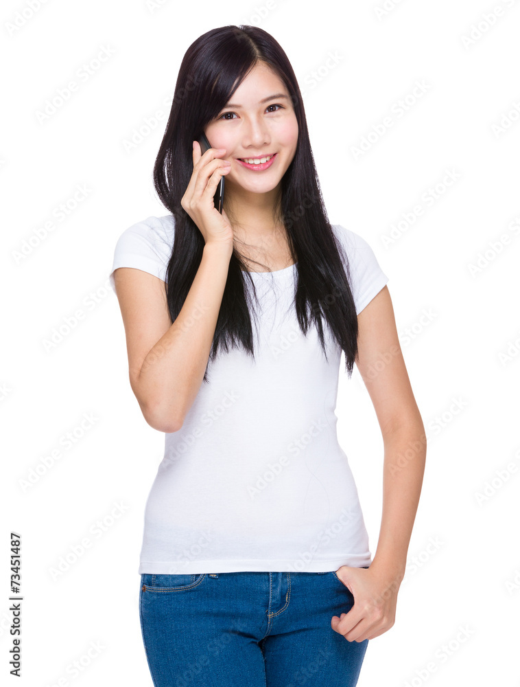 Asian woman chat on mobile phone Asian woman chat on mobile phone