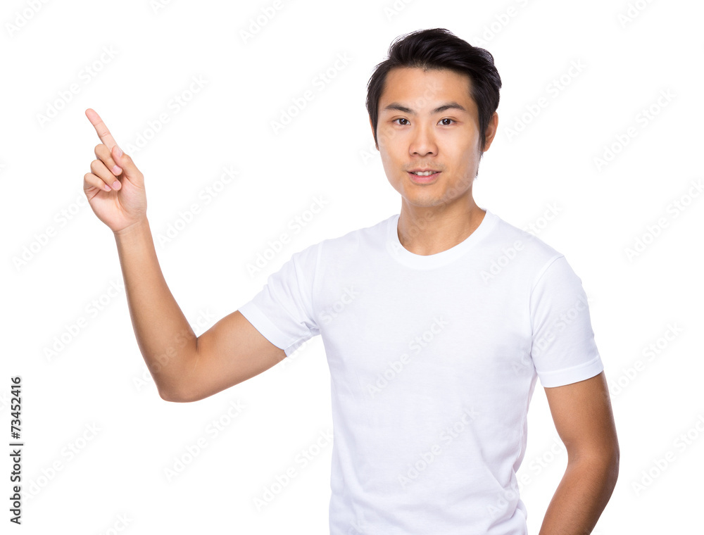 Man with finger point up