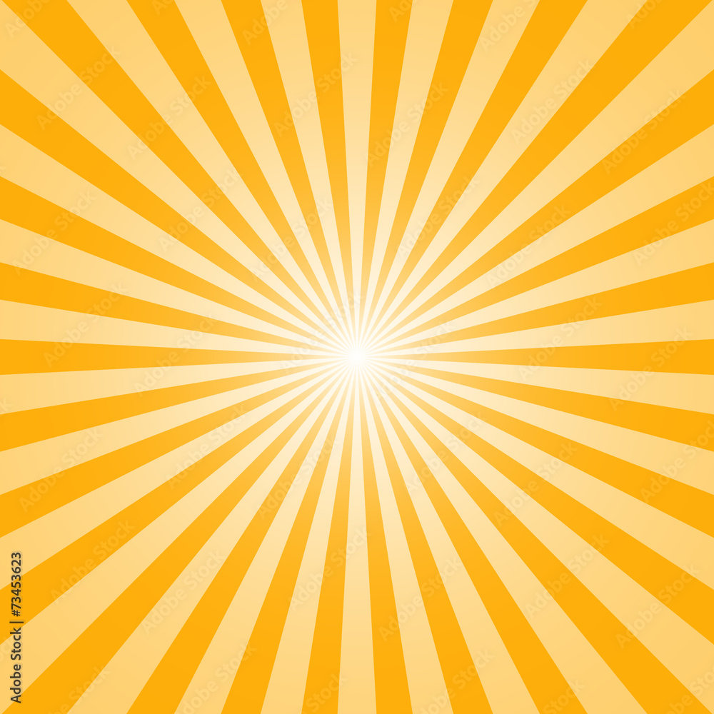The sun and the sun's rays on yellow background - obrazy, fototapety, plakaty 