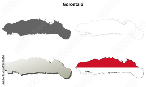 Gorontalo blank outline map set