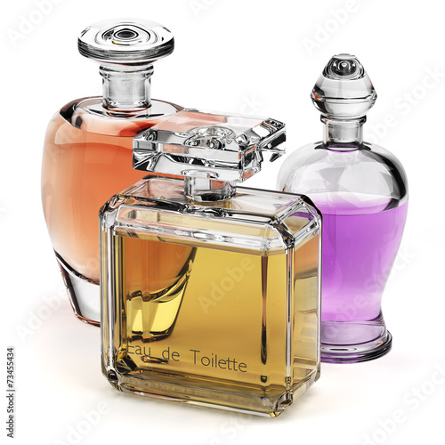 Perfume glass bottles isolated