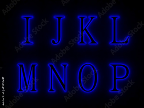 Obraz na płótnie Blue neon signs with letters of the alphabet. w salonie