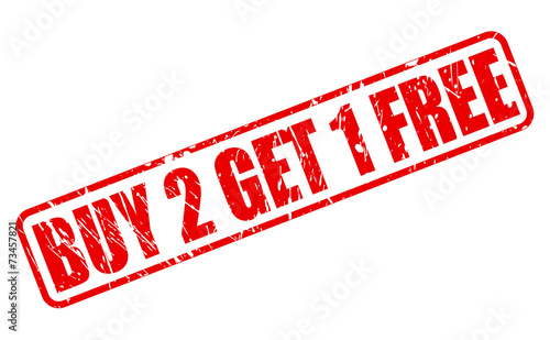 Buy 2 get 1 free red stamp text