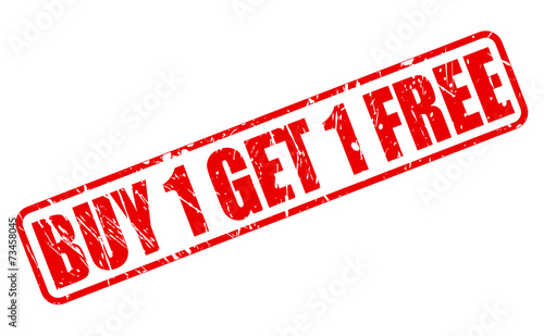 Buy 1 get 1 free red stamp text