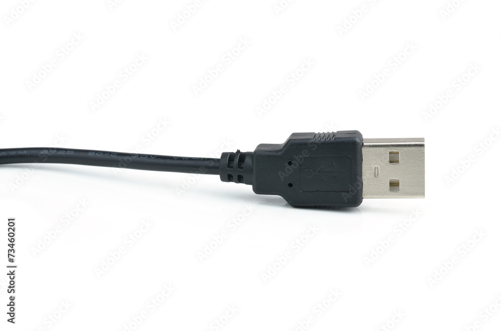 black usb plugs isolated on a white background black usb plugs isolated on a white background